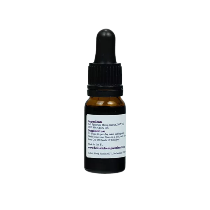 15% Raw CBD+CBDA Tincture Oil (Back)